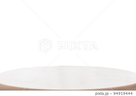 Oval white marble pedestal or table surface isolated on a white background. Mock up. Copy space. The concept of a product demonstration template 94919444
