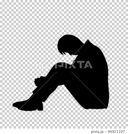 一個沮喪的辦公室工作人員的剪影插圖 94921107