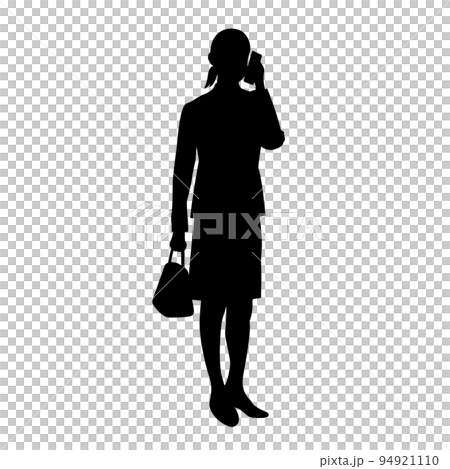 Silhouette illustration of a business woman calling 94921110
