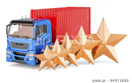 Cargo truck with five golden stars. 3D rendering Cargo truck with five golden stars. 3D rendering 94921680