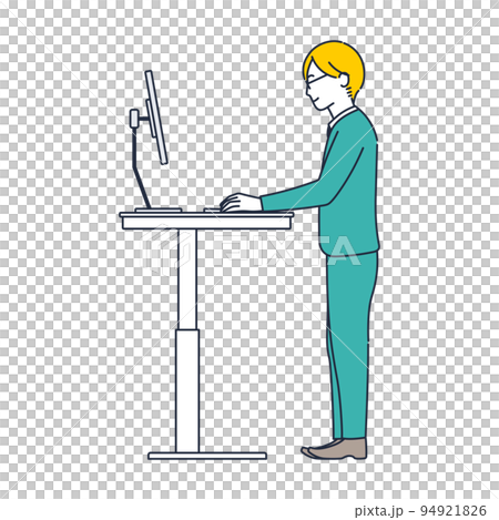 意識高い系なのでスタンディングデスクでスタンディングワークします!なイラスト素材 意識高い系なのでスタンディングデスクでスタンディングワークします!なイラスト素材 94921826
