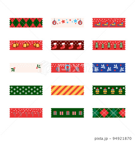 christmas decorative tape washi sticker strips for text decoration. Set of colorful patterned washi tape. Vector illustration christmas decorative tape washi sticker strips for text decoration. Set of colorful patterned washi tape. Vector illustration 94921870