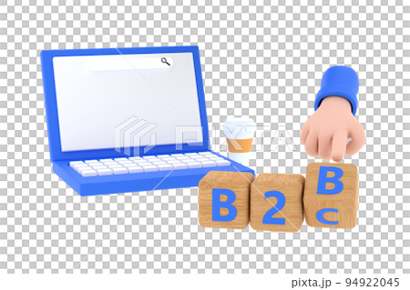 3d. Hand turns a dice and changes the expression "B2B" to "B2C" 3d. Hand turns a dice and changes the expression "B2B" to "B2C" 94922045