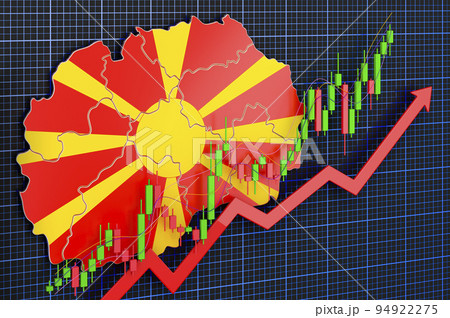 Economic growth in North Macedonia, uptrend market, concept. 3D rendering 94922275