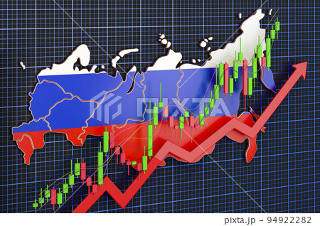 Economic growth in Russia, uptrend market, concept. 3D rendering 94922282