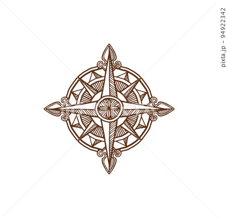 Vintage Compass with Flowers and Leaves Vacation and Tourism Icon Black  and White Vector Decorative Elements Stock Vector  Illustration of east  painted 78385660