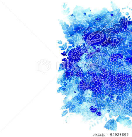 Watercolor blue flowers 94923895