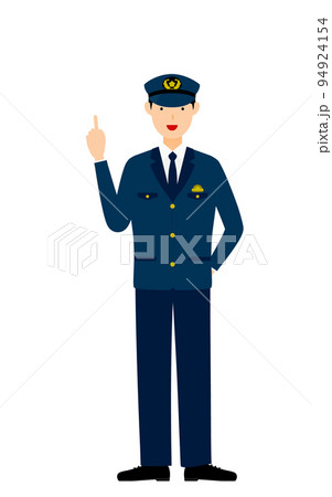 若い男性警官のポーズ、指さし 94924154