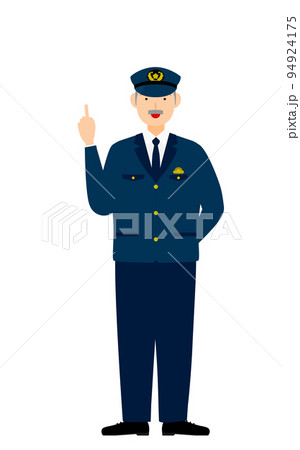 シニア男性警官のポーズ、指さし 94924175
