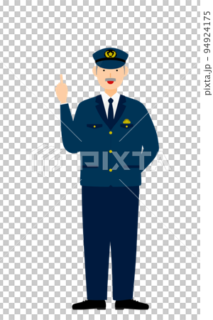 シニア男性警官のポーズ、指さし 94924175