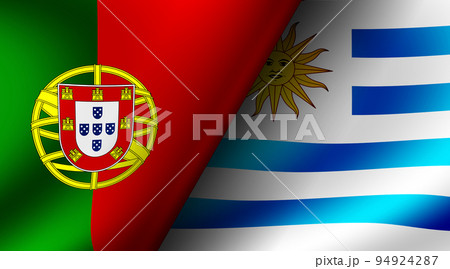 22 カタールワールドカップ グループリーグ対戦カードイラスト ポルトガルvsウルグアイ のイラスト素材