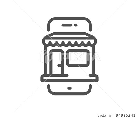 Marketplace app line icon. Online store sign. Retail phone application symbol. Quality design element. Linear style marketplace icon. Editable stroke. Vector 94925241