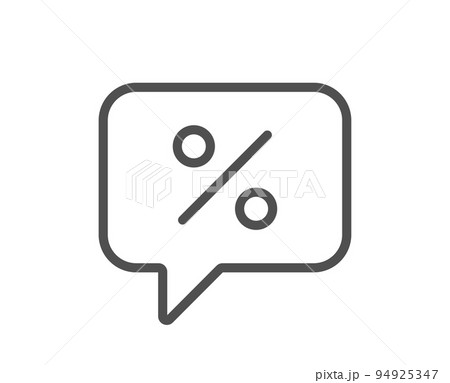 Shopping speech bubble line icon. Special offer chat sign. Sale with Discounts symbol. Quality design element. Linear style discount message icon. Editable stroke. Vector 94925347