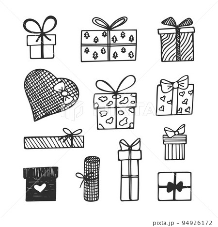Doodle set of various Gift Boxes. 94926172