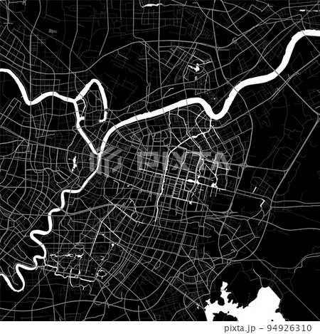 Map of Ningbo city. Urban black and white poster. Road map with metropolitan city area view. 94926310
