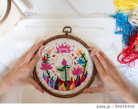 hand embroidery craft hobby human head brain mind health mental lotus spiritual art therapy conscious feel inspiring healing chakra body illustration design pattern textile handicraft selected focus hand embroidery craft hobby human head brain mind health mental lotus spiritual art therapy conscious feel inspiring healing chakra body illustration design pattern textile handicraft selected focus 94926430