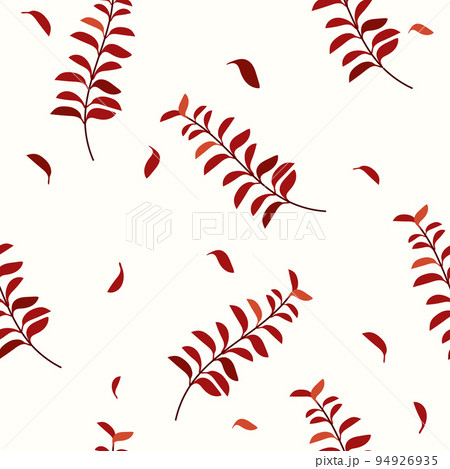 Seamless patterns with red leaves and petals. Magical minimal pattern can be used as textile, fabric, wallpaper, banner and other. Vector illustration 94926935