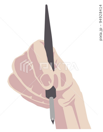 丸ペンを持つ手のベクターイラスト 94928414