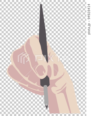 丸ペンを持つ手のベクターイラスト 94928414