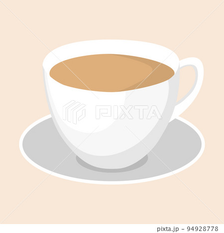 White cup of coffee. Cappuccino latte americano espresso cocoa. Hot coffee in white cup. 94928778