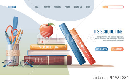 Landing Page Template With Stationery And Stack...のイラスト素材 [94929084 ...