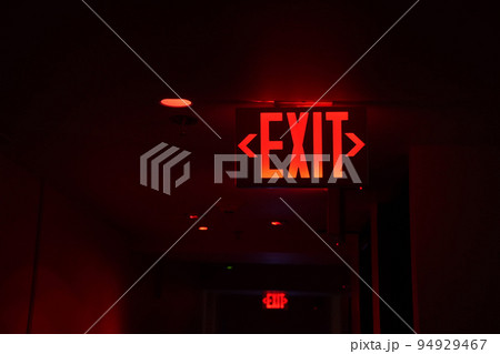 exit red light sign on black background 94929467
