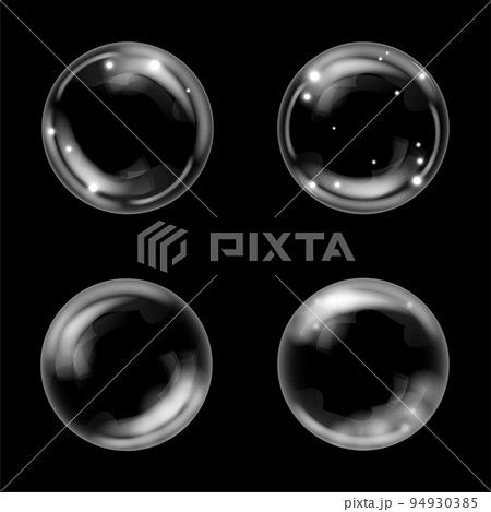 Transparent shiny soap bubbles set 94930385