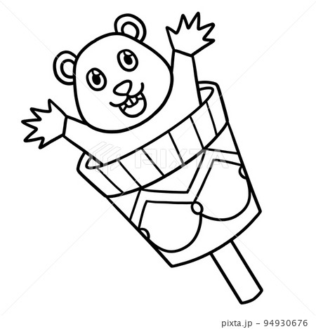 Groundhog Puppet Isolated Coloring Page for Kids 94930676