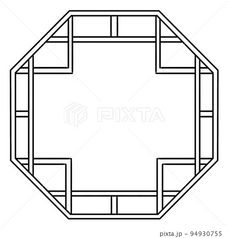 Chinese Octagon Window Isolated Coloring Page  94930755