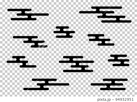 和風　雲　セット　白黒 94932951