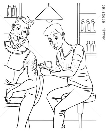 Tattoo Artist Coloring Page for Kids 94933469