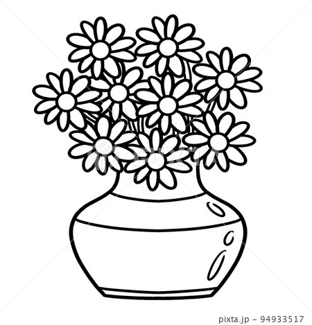 Flower Vase Isolated Coloring Page for Kids Flower Vase Isolated Coloring Page for Kids 94933517