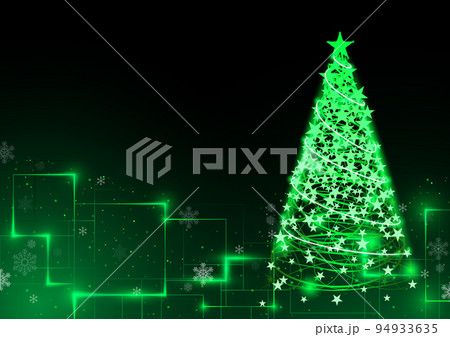 Green Christmas Tree on Tech Background Green Christmas Tree on Tech Background 94933635