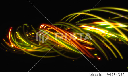 3D rendering of a colorful abstract background of strings, lines, ribbons, fibers or wires 94934332