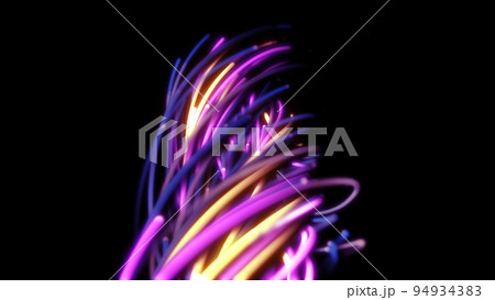 3D rendering of a colorful abstract background of strings, lines, ribbons, fibers or wires 94934383