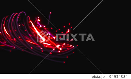 3D rendering of a colorful abstract background of strings, lines, ribbons, fibers or wires 94934384