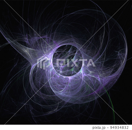 space fantasy illustration of blue planetary system on dark space background, art, design 94934832
