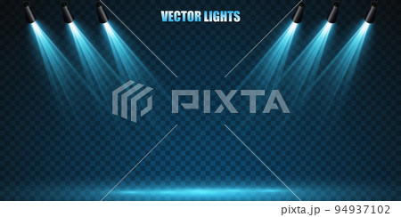 Vector Spotlights. Scene. Light Effects. Glow light effect. Vector illustration. Vector Spotlights. Scene. Light Effects. Glow light effect. Vector illustration. 94937102