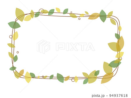シンプル可愛い葉っぱのフレーム枠イラストのイラスト素材