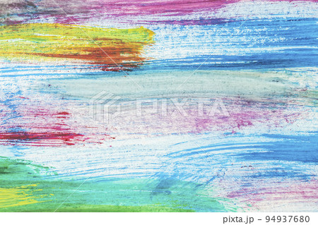 Colorful brush strokes, stains, blobs of colored acrylic paint. Abstract modern background 94937680