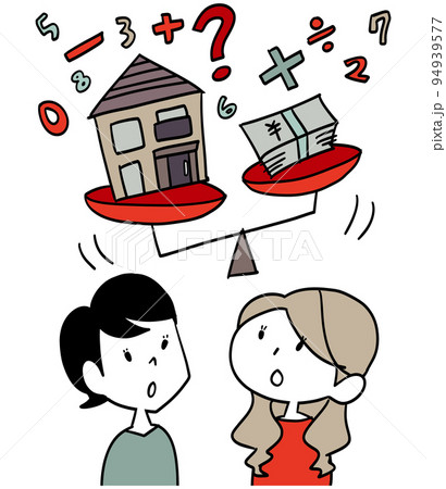 離婚と住宅ローンのお金を考える女性 離婚と住宅ローンのお金を考える女性 94939577