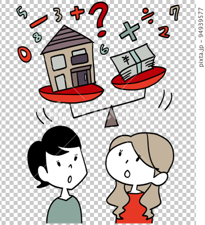 離婚と住宅ローンのお金を考える女性 離婚と住宅ローンのお金を考える女性 94939577