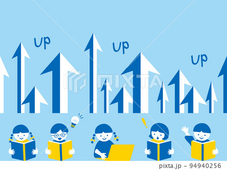 勉強の励む子供達　学力向上やじるし 94940256