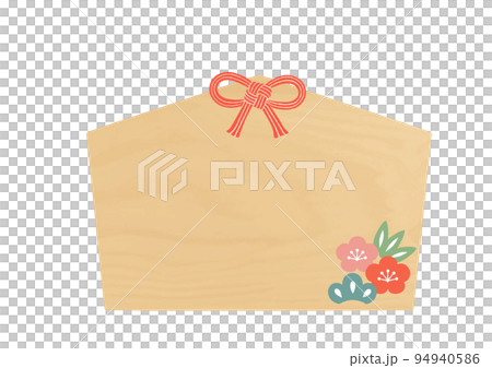 松竹梅のシンプルな絵馬(紐なし) 叶結びの和風フレーム 松竹梅のシンプルな絵馬(紐なし) 叶結びの和風フレーム 94940586