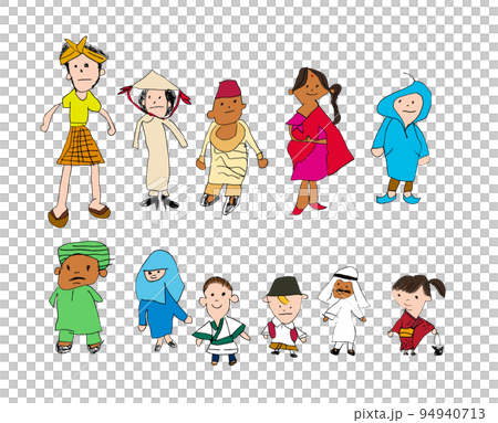 來自不同國家的人的兒童畫 94940713