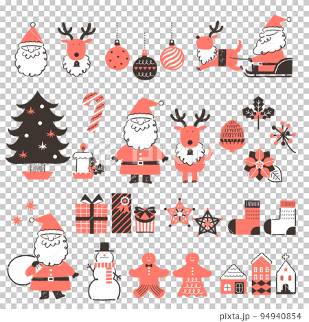 Simple hand-drawn Christmas illustration material set 94940854