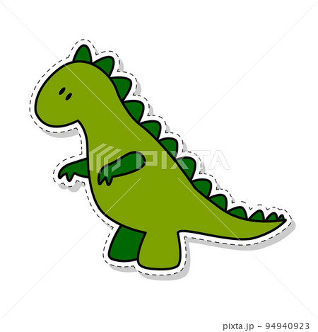 Flat sticker of green tyrannosaurus dinosaur. Vector illustration. 94940923