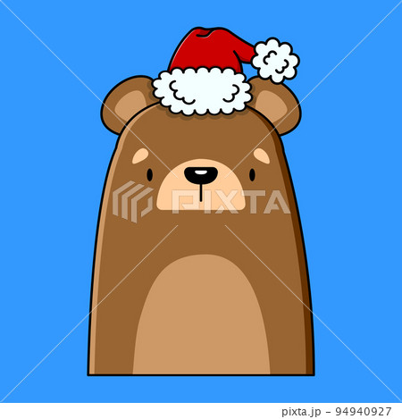 An image of a brown bear in a red Santa Claus hat. vector illustration. An image of a brown bear in a red Santa Claus hat. vector illustration. 94940927