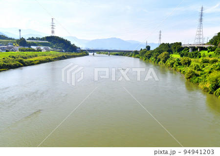 立ヶ花橋／千曲川より上流方向を望む(長野県中野市／長野市)【2022.9】 94941203