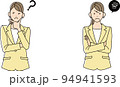 わからない・困った顔の女性会社員（カラー） 94941593